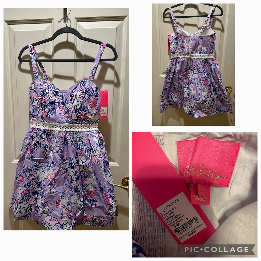 Lilly Pulitzer Nwt Purple Floral Sundress Size 2 $145